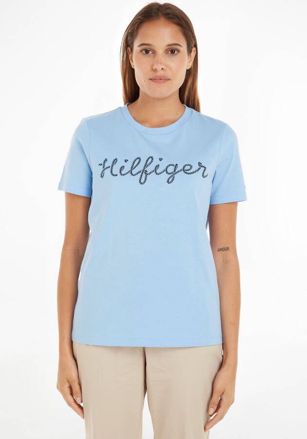 Tommy Hilfiger T-shirt REG ROPE PUFF PRINT C-NK SS met groot logo op de borst