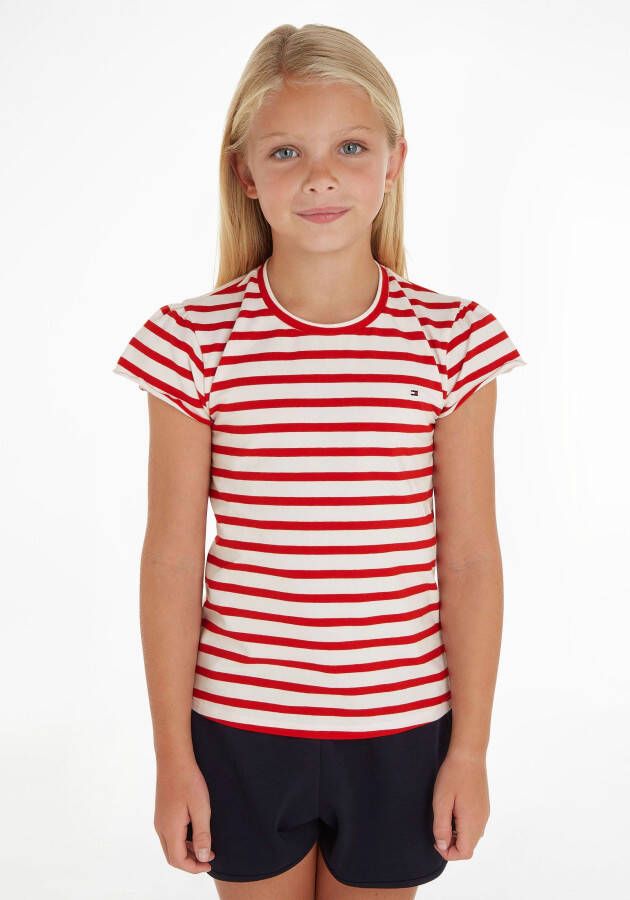 Tommy Hilfiger T-shirt STRIPED RUFFLE SLEEVE TOP S S in gestreepte look