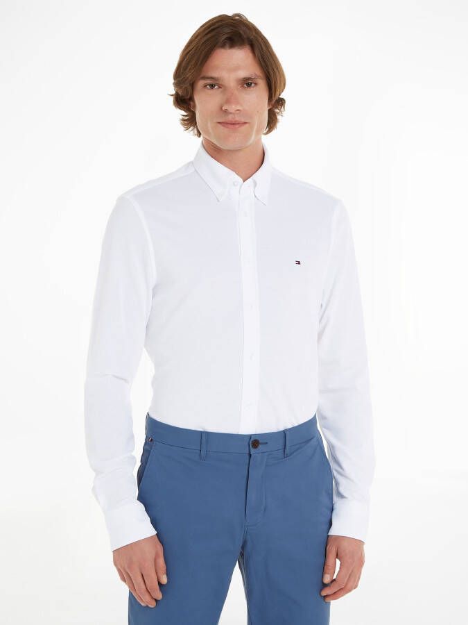 Tommy Hilfiger TAILORED Businessoverhemd CL KNITTED TEXTURE SF SHIRT met tommy hilfiger-merklabel op borsthoogte