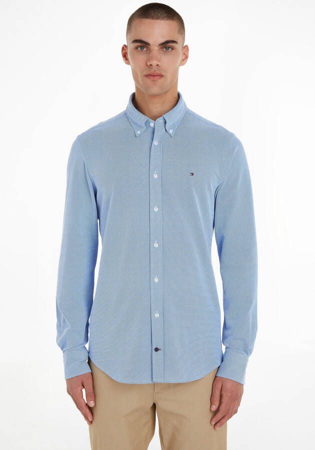 Tommy Hilfiger TAILORED Businessoverhemd CL KNITTED TEXTURE SF SHIRT met tommy hilfiger-merklabel op borsthoogte