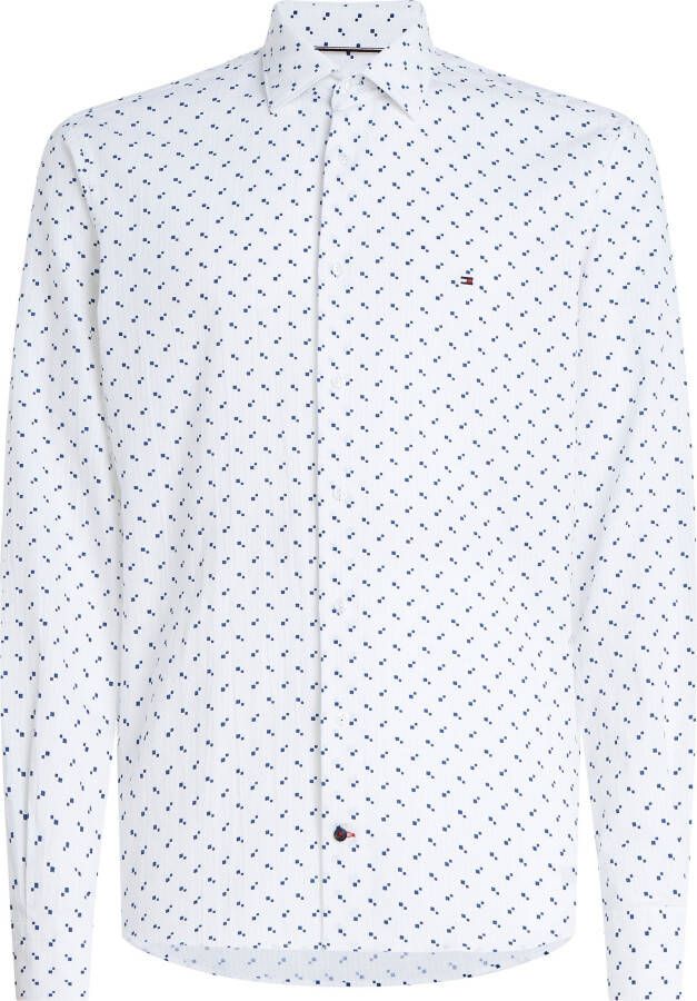Tommy Hilfiger TAILORED Businessoverhemd CL-W SEERSUCKER PRINT RF SHIRT met tommy hilfiger logoborduursel