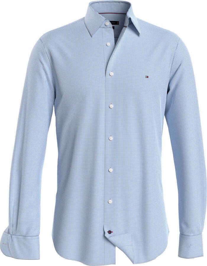Tommy Hilfiger TAILORED Overhemd met lange mouwen CL STRETCH MINI GINGHAM SF SHIRT met tommy hilfiger-merklabel op borsthoogte