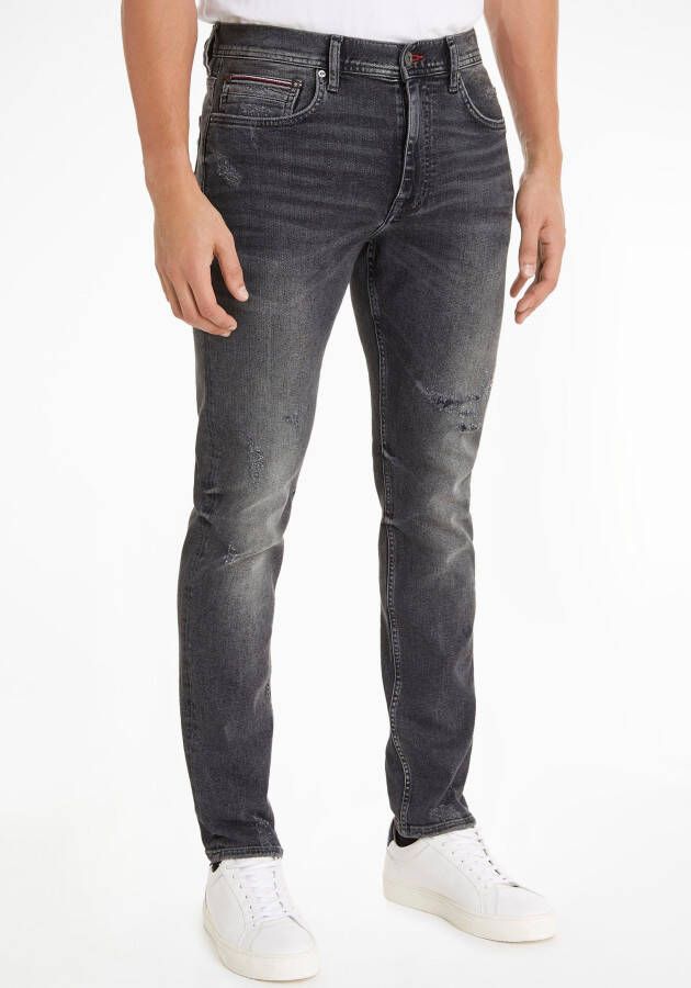 Tommy Hilfiger Tapered jeans TAPERED HOUSTON PSTR 7YR RPR GRY met lichte used-effecten