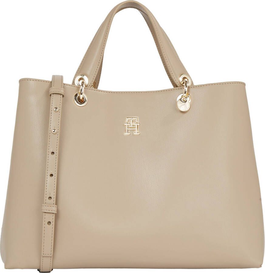 Tommy Hilfiger Tote bag met labeldetail in metallic model 'CHIC SATCHEL'