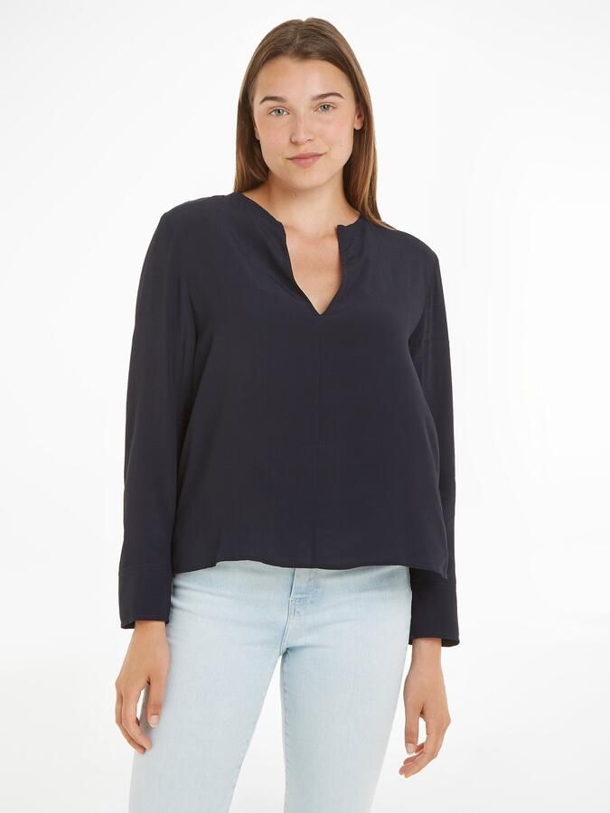 Tommy Hilfiger Blouse met lange mouwen VISCOSE CREPE V-NECK BLOUSE - Foto 5