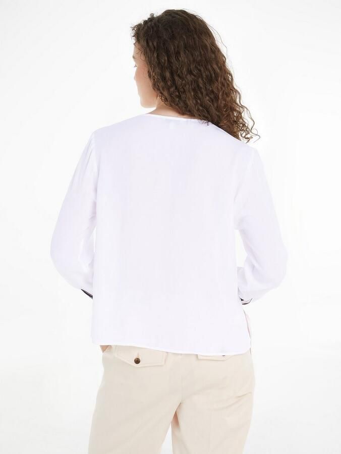 Tommy Hilfiger Blouse met lange mouwen VISCOSE CREPE V-NECK BLOUSE - Foto 4