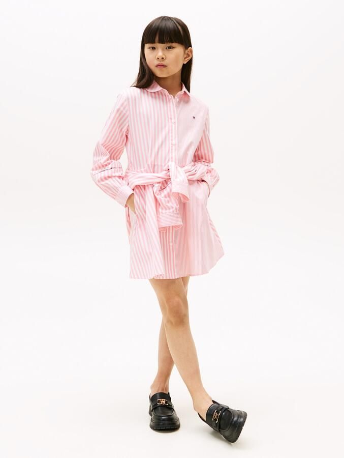 Tommy Hilfiger Blousejurk STRIPED SHIRT DRESS LS voor kinderen tot 16 jaar met kantinzet - Foto 5