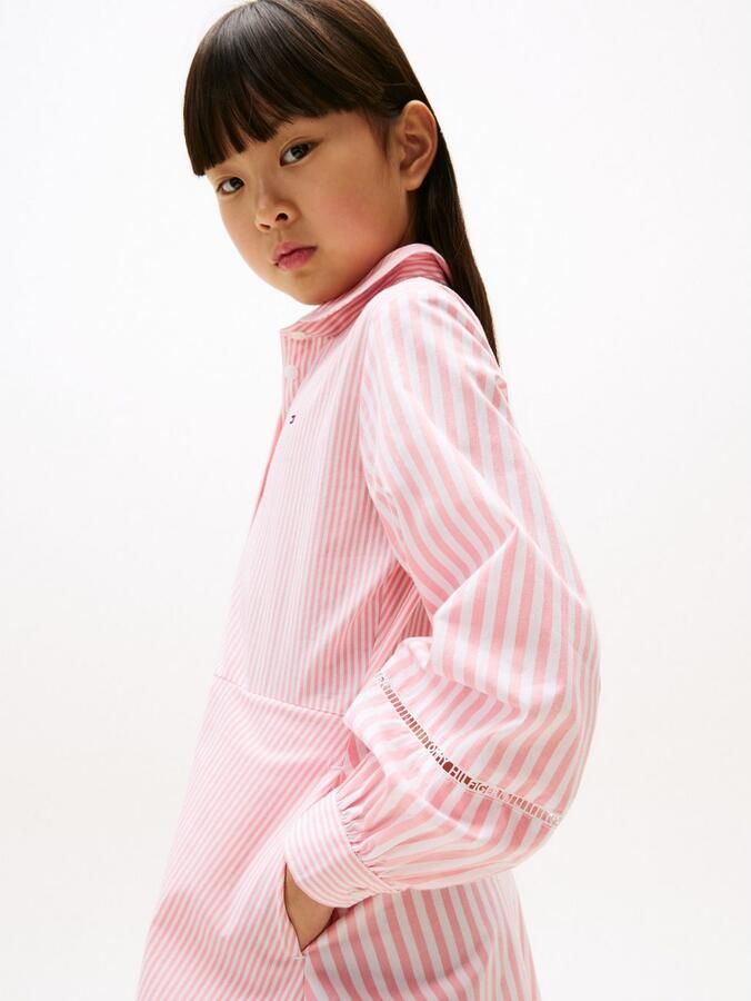 Tommy Hilfiger Blousejurk STRIPED SHIRT DRESS LS voor kinderen tot 16 jaar met kantinzet - Foto 4
