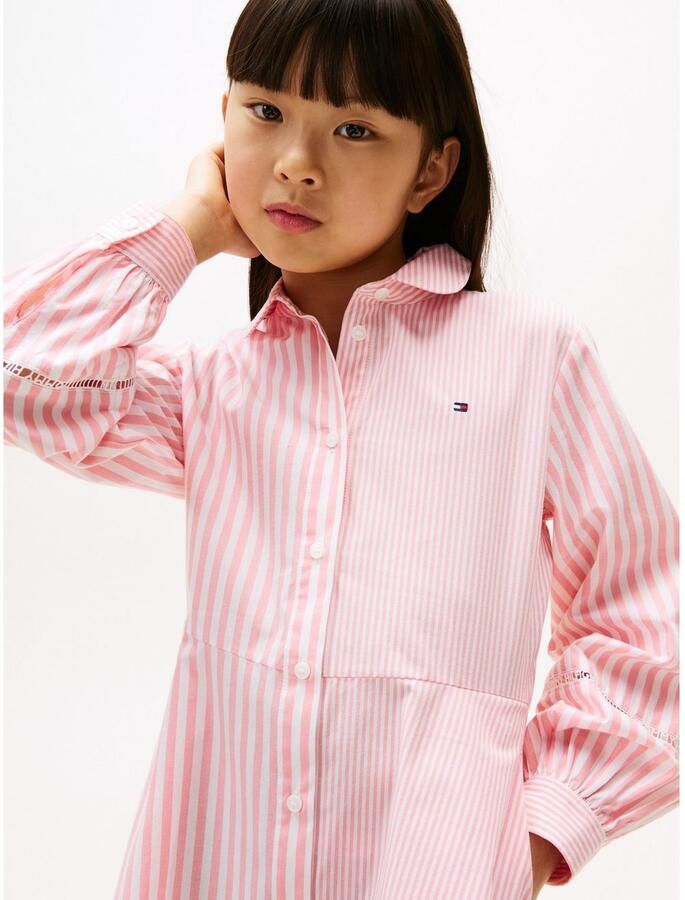 Tommy Hilfiger Blousejurk STRIPED SHIRT DRESS LS voor kinderen tot 16 jaar met kantinzet - Foto 3