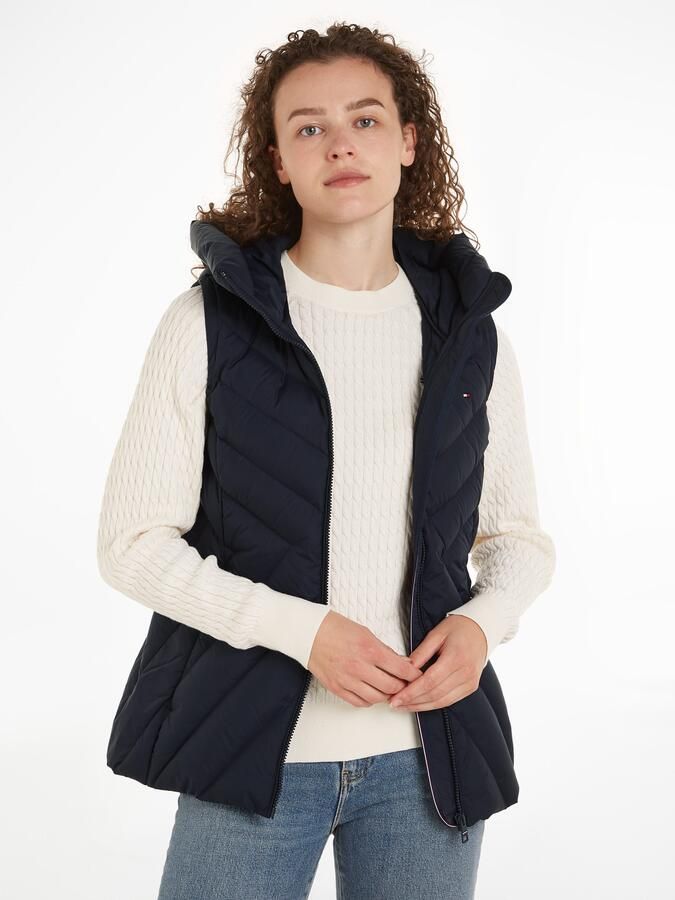 Tommy Hilfiger Bodywarmer CHEVRON MW PADDED VEST met gemiddelde vulling en merklabel - Foto 9