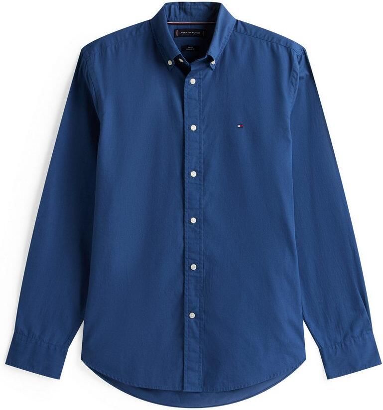Tommy Hilfiger Businessoverhemd FLEX POPLIN SOLID RF SHIRT met button-down en rugplooi