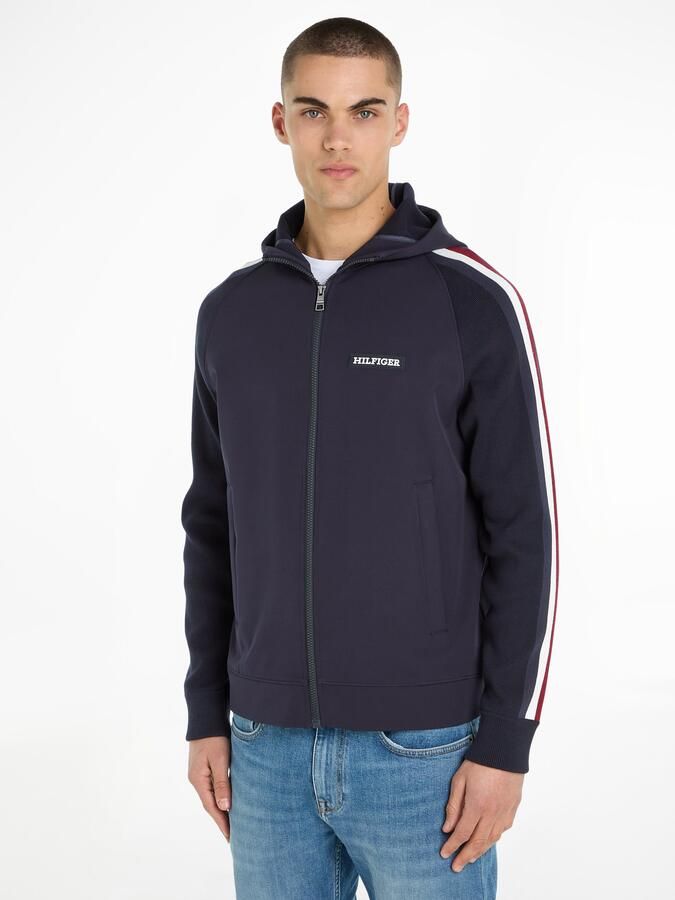 Tommy Hilfiger Capuchontrui MIXED MEDIA HOODED SWEATER met th-strepen op de mouwen - Foto 5