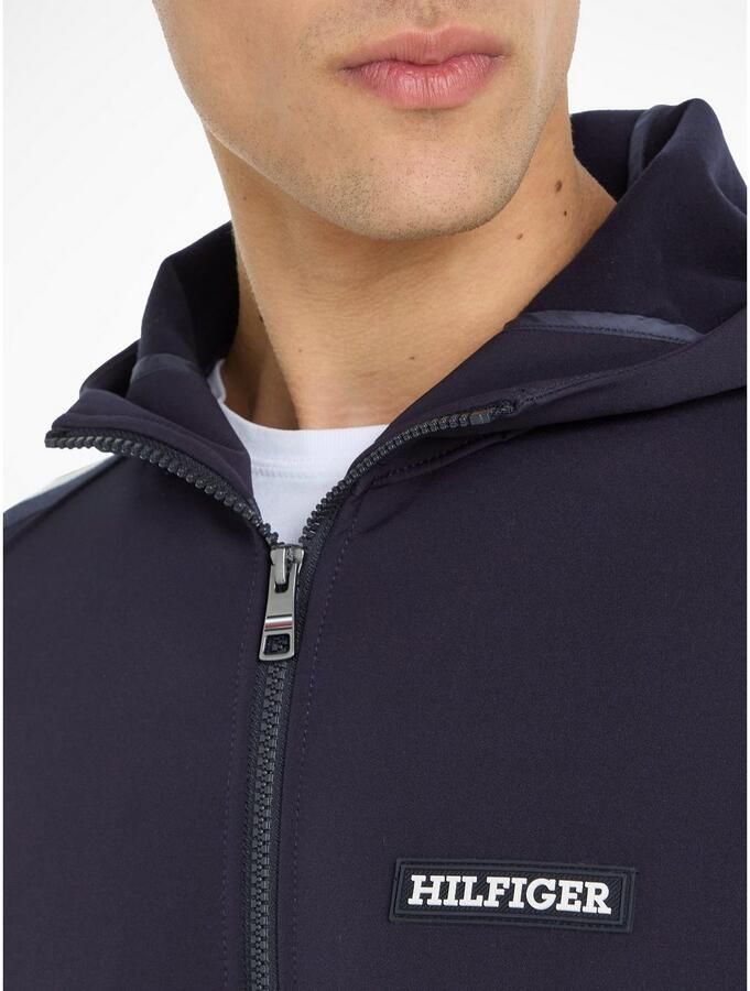 Tommy Hilfiger Capuchontrui MIXED MEDIA HOODED SWEATER met th-strepen op de mouwen