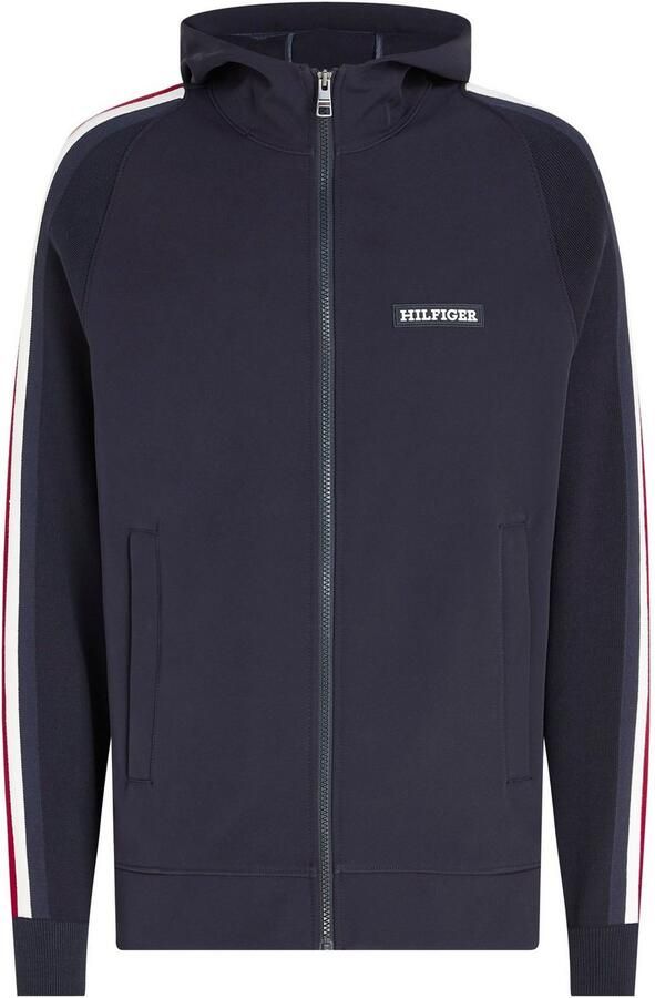 Tommy Hilfiger Capuchontrui MIXED MEDIA HOODED SWEATER met th-strepen op de mouwen - Foto 4
