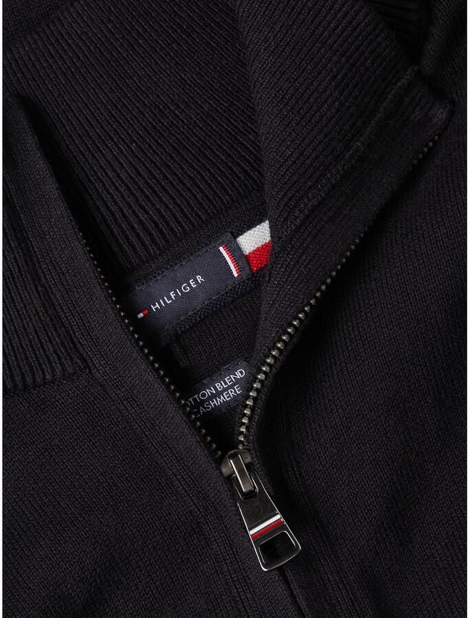Tommy Hilfiger Klassieke Cardigan met Rits Cashmere Mix Black Heren