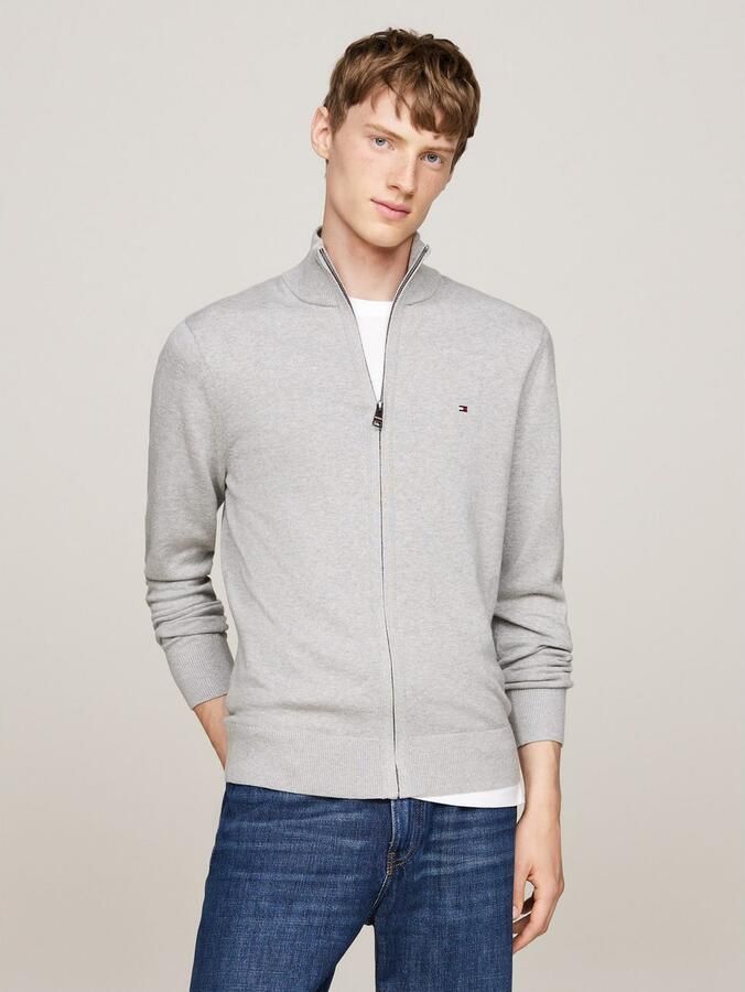 Tommy Hilfiger Hoge hals Rits Trui in Licht Grijs Heather Gray Heren - Foto 4