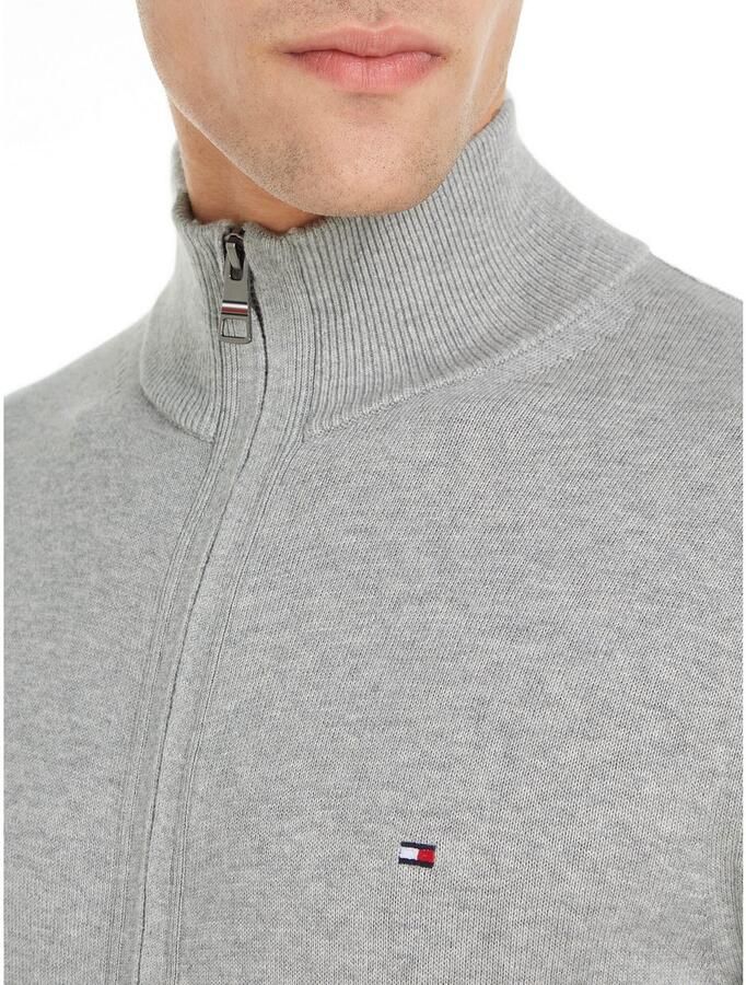Tommy Hilfiger Hoge hals Rits Trui in Licht Grijs Heather Gray Heren