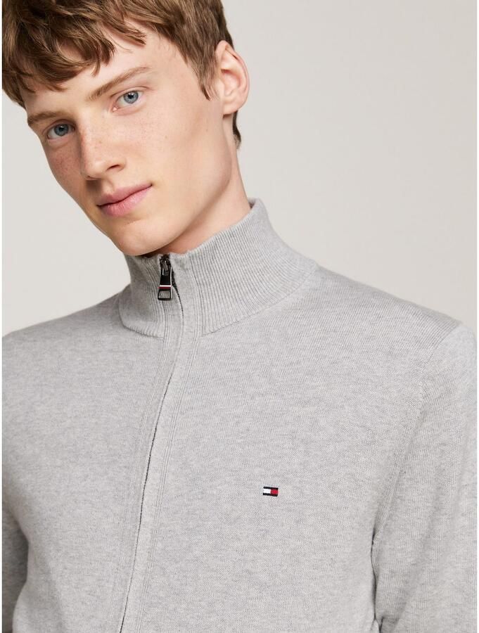 Tommy Hilfiger Hoge hals Rits Trui in Licht Grijs Heather Gray Heren - Foto 3