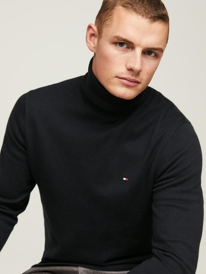 Tommy Hilfiger Zwarte Sweaters met Iconische Tape en Turtleneck Kraag Black Heren - Foto 9
