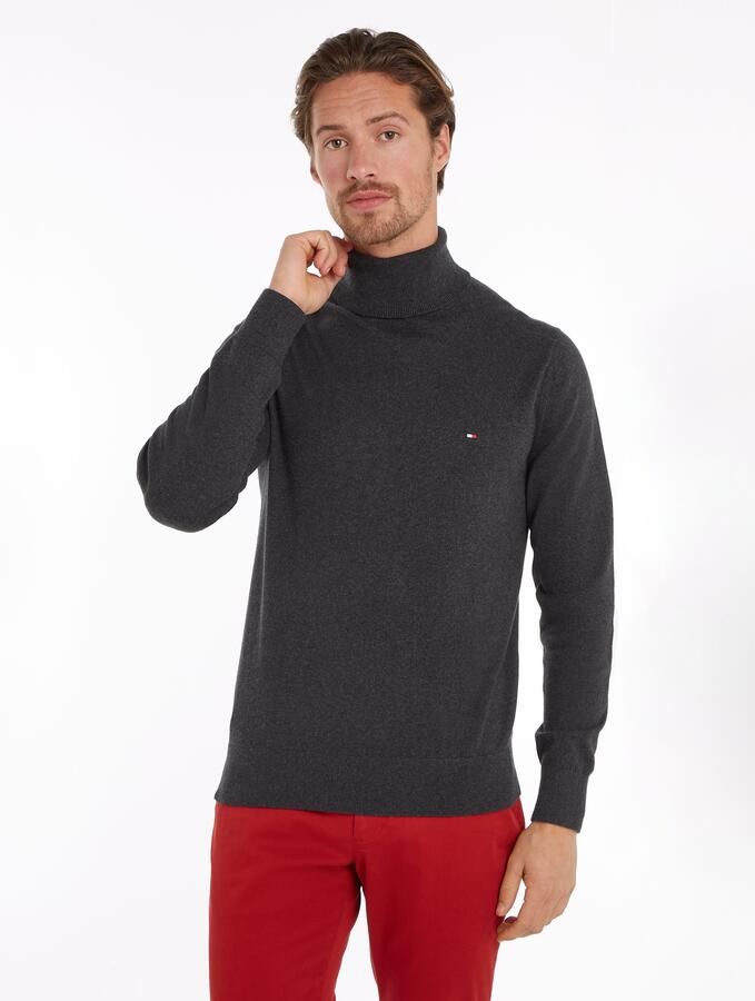 TOMMY HILFIGER Heren Truien & Vesten Pima Org Ctn Cashmere Roll Neck Donkergrijs - Foto 9