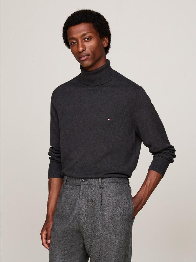 TOMMY HILFIGER Heren Truien & Vesten Pima Org Ctn Cashmere Roll Neck Donkergrijs - Foto 4