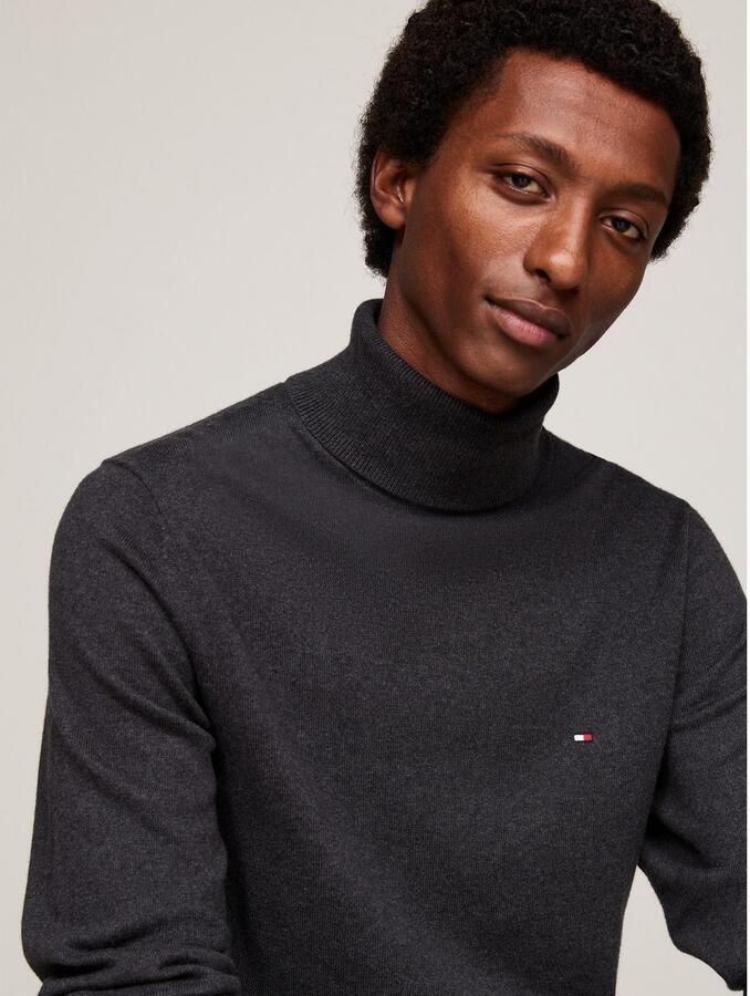 TOMMY HILFIGER Heren Truien & Vesten Pima Org Ctn Cashmere Roll Neck Donkergrijs - Foto 3