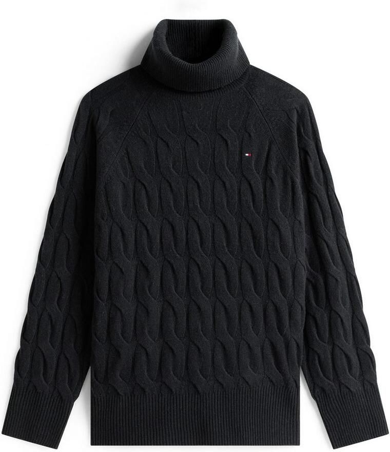 Tommy Hilfiger Coltrui SOFT WOOL CABLE ROLL-NK LS SWT met kabelpatroon van zuivere wol