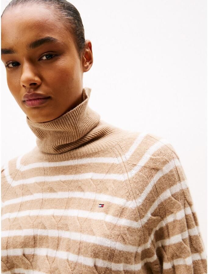 Tommy Hilfiger Coltrui SOFT WOOL CABLE ROLL-NK LS SWT met kabelpatroon van zuivere wol - Foto 2