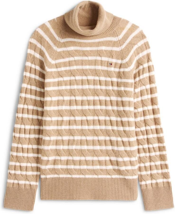 Tommy Hilfiger Coltrui SOFT WOOL CABLE ROLL-NK LS SWT met kabelpatroon van zuivere wol
