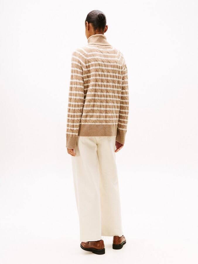 Tommy Hilfiger Coltrui SOFT WOOL CABLE ROLL-NK LS SWT met kabelpatroon van zuivere wol - Foto 4