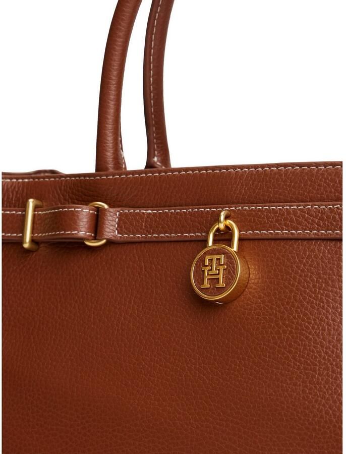 Tommy Hilfiger Draagtas AMERICAN ICON TOTE LEATHER dames handtas schoudertas met th-slot-sierstuk