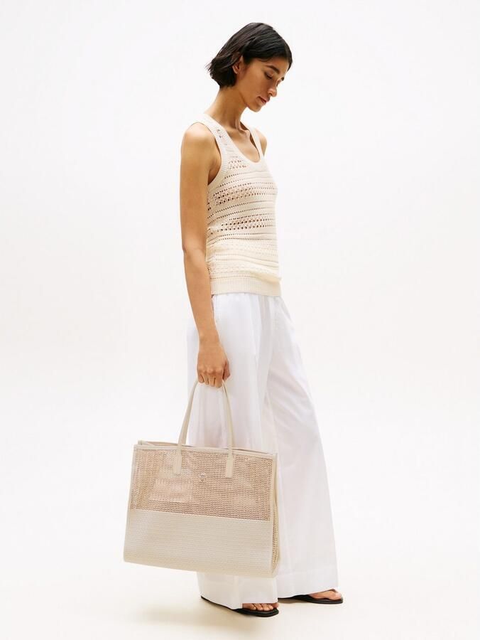 Tommy Hilfiger Draagtas TH CITY SUMMER TOTE WOVEN dames schoudertas met th-logo-embleem - Foto 4