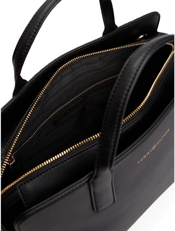 Tommy Hilfiger Draagtas TH LOGOTAPE SATCHEL dames schoudertas zakelijke tas met goudkleurig logo - Foto 2