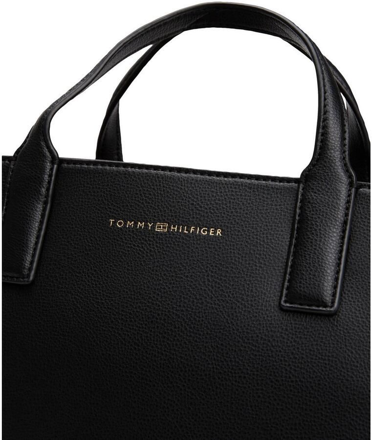 Tommy Hilfiger Draagtas TH LOGOTAPE SATCHEL dames schoudertas zakelijke tas met goudkleurig logo