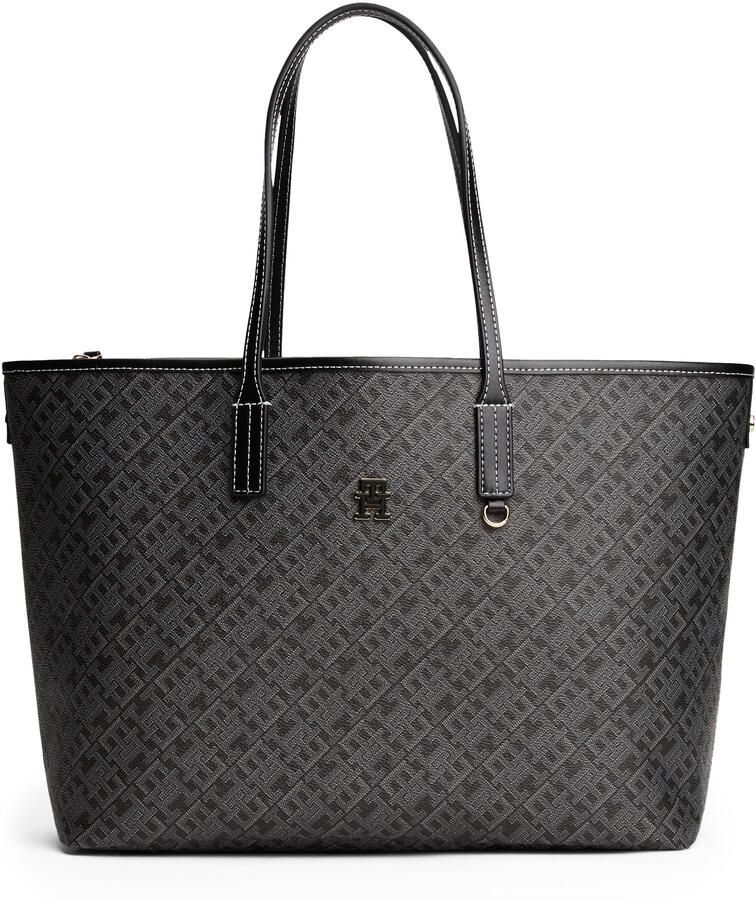 Tommy Hilfiger Draagtas TH MONOPLAY LEATHER TOTE dames schoudertas met bedrukt th-monogram - Foto 5