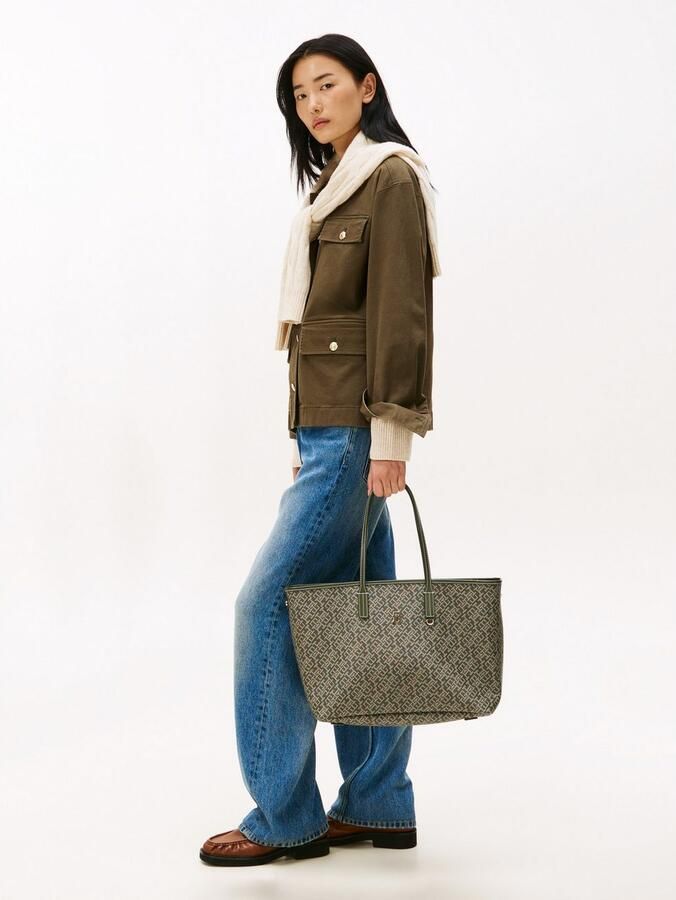 Tommy Hilfiger Draagtas TH MONOPLAY LEATHER TOTE dames schoudertas met bedrukt th-monogram - Foto 4