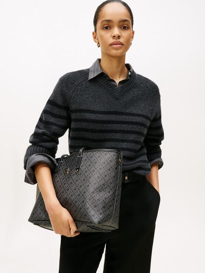 Tommy Hilfiger Draagtas TH MONOPLAY LEATHER TOTE dames schoudertas met bedrukt th-monogram - Foto 4