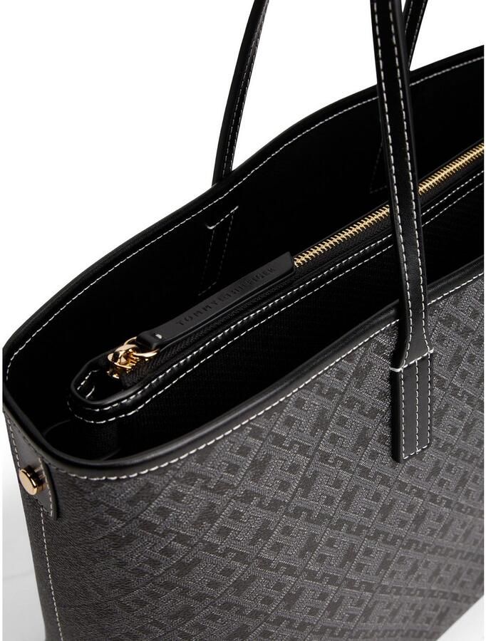 Tommy Hilfiger Draagtas TH MONOPLAY LEATHER TOTE dames schoudertas met bedrukt th-monogram
