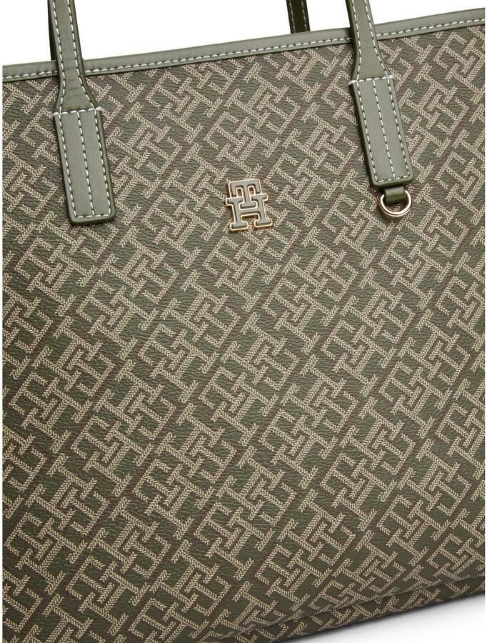 Tommy Hilfiger Draagtas TH MONOPLAY LEATHER TOTE dames schoudertas met bedrukt th-monogram - Foto 3