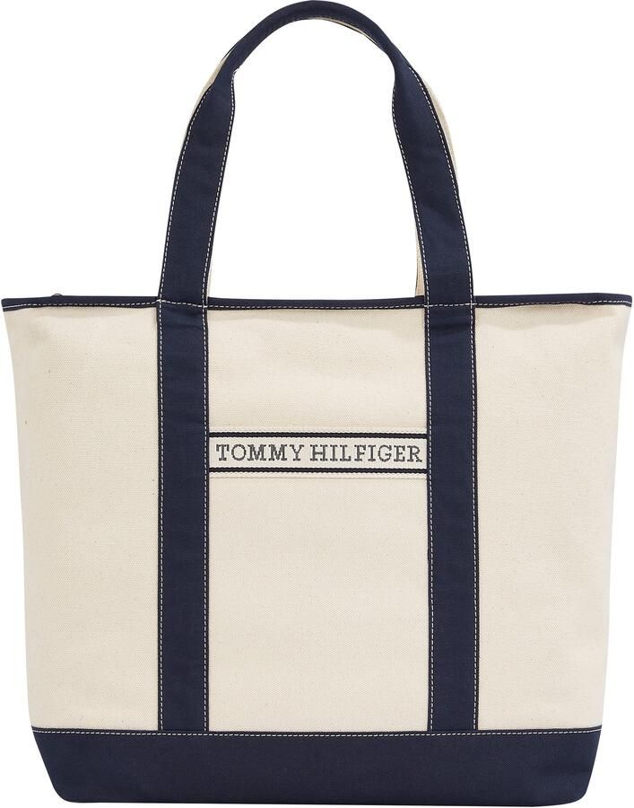 Tommy Hilfiger Draagtas TH SUMMER CANVAS TOTE dames handtas schoudertas strandtas met contrastafwerking - Foto 5