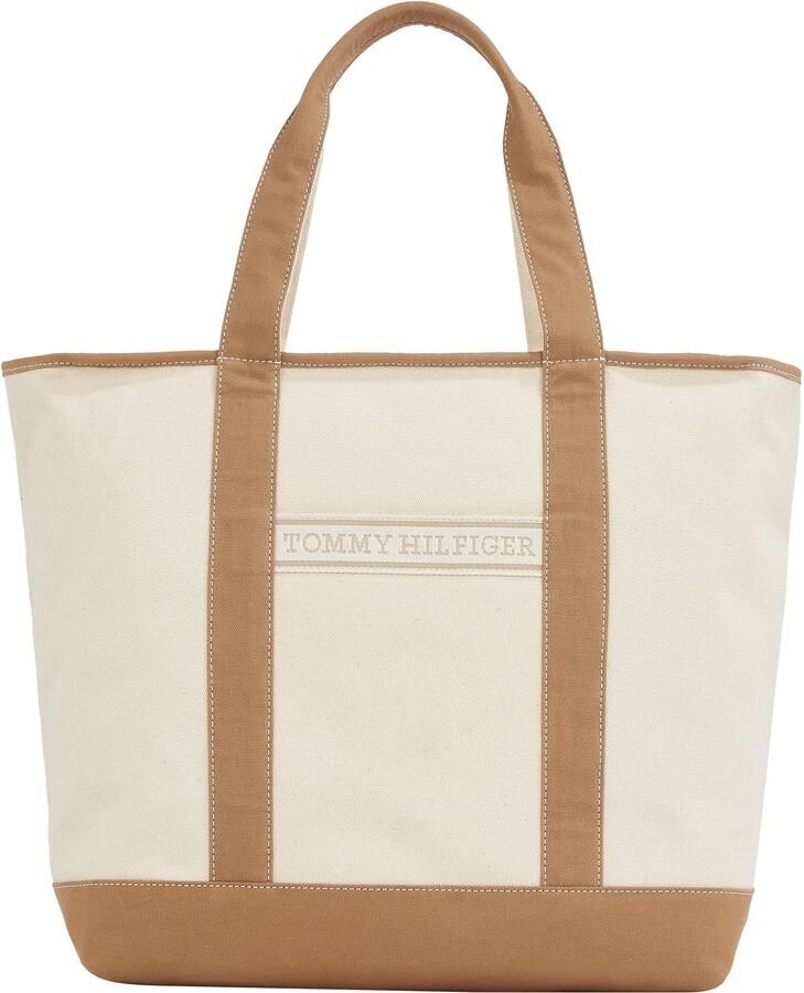 Tommy Hilfiger Draagtas TH SUMMER CANVAS TOTE dames handtas schoudertas strandtas met contrastafwerking - Foto 5
