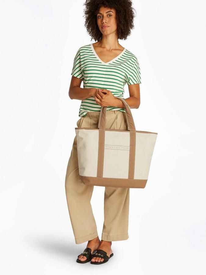 Tommy Hilfiger Draagtas TH SUMMER CANVAS TOTE dames handtas schoudertas strandtas met contrastafwerking - Foto 3