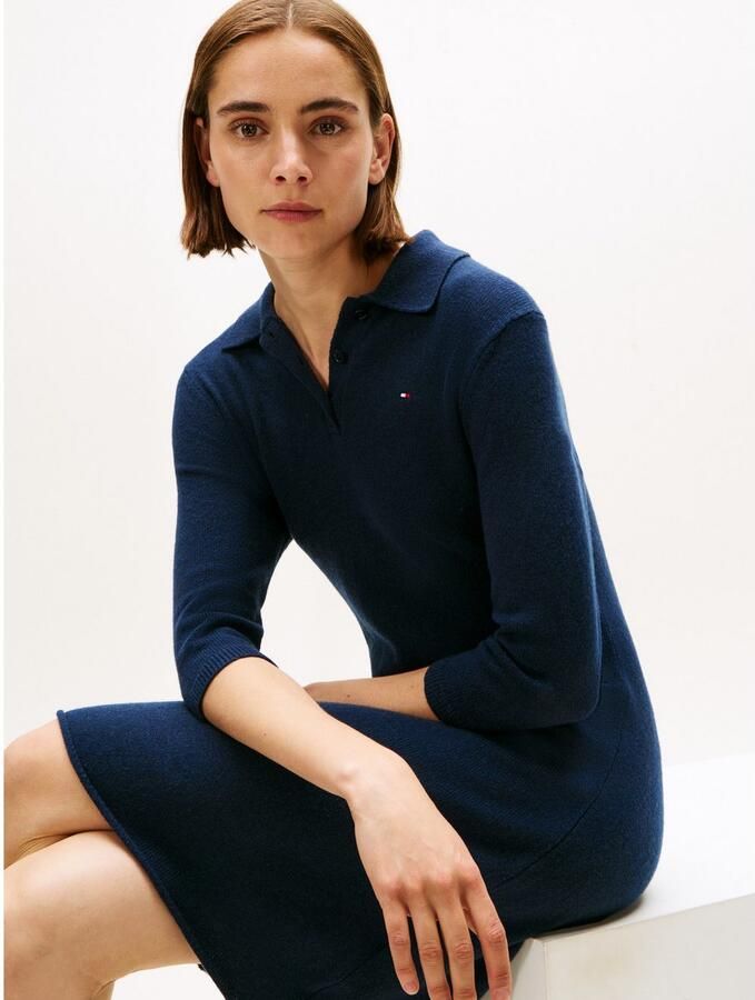 Tommy Hilfiger Gebreide jurk SOFT WOOL HALF SL F&F POLO DRESS