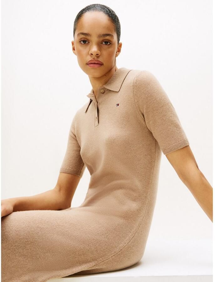 Tommy Hilfiger Gebreide jurk SOFT WOOL HALF SL F&F POLO DRESS