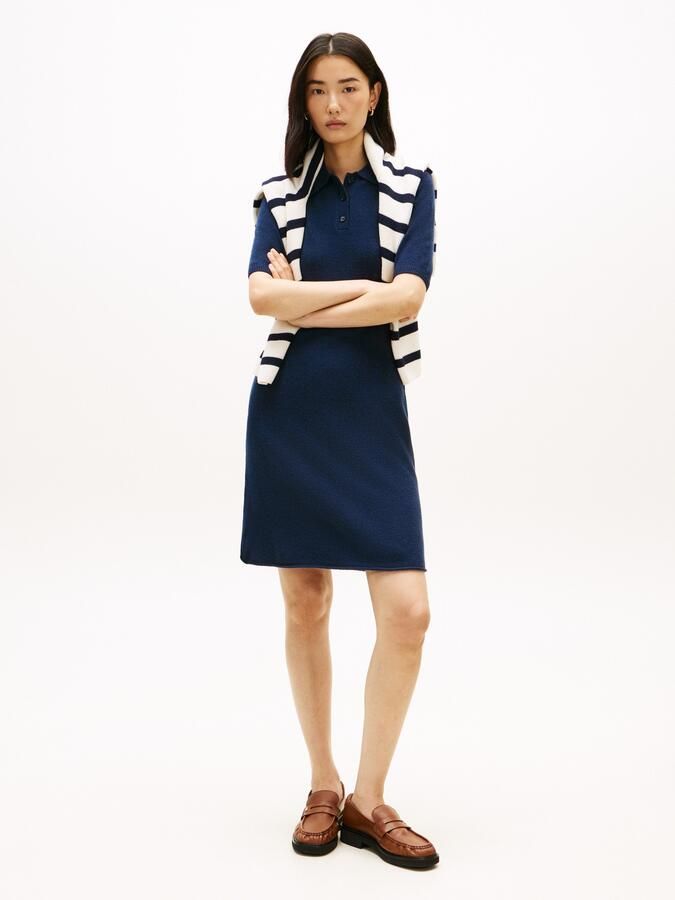 Tommy Hilfiger Gebreide jurk SOFT WOOL HALF SL F&F POLO DRESS - Foto 7