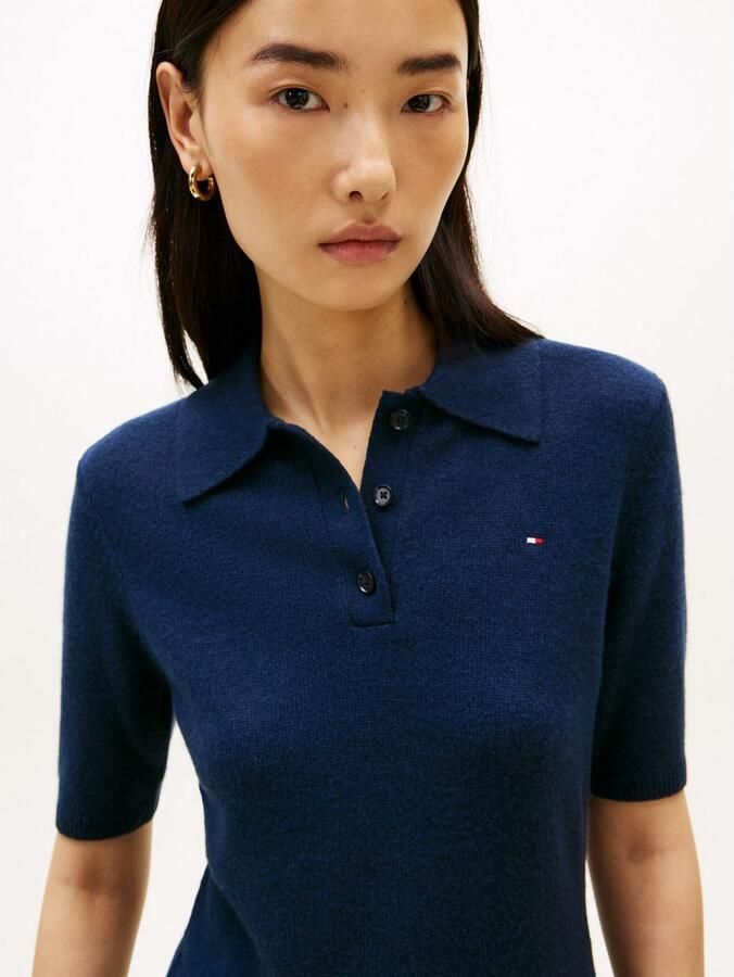 Tommy Hilfiger Gebreide jurk SOFT WOOL HALF SL F&F POLO DRESS - Foto 5