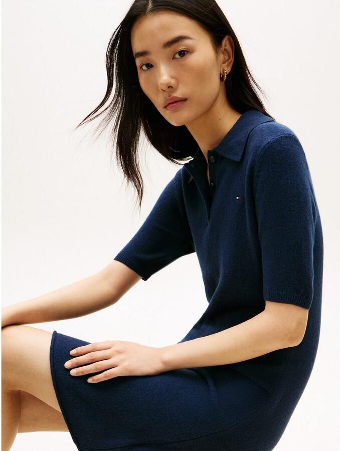 Tommy Hilfiger Gebreide jurk SOFT WOOL HALF SL F&F POLO DRESS - Foto 2