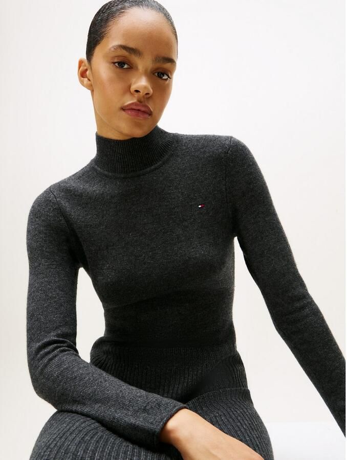Tommy Hilfiger Gebreide jurk SOFT WOOL LS MOCK-NK SWT DRESS