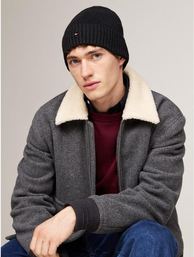 Tommy Hilfiger Gebreide muts TH FLAG PIMA COTTON BEANIE met logoborduurwerk met kasjmier aandeel Unisex - Foto 5