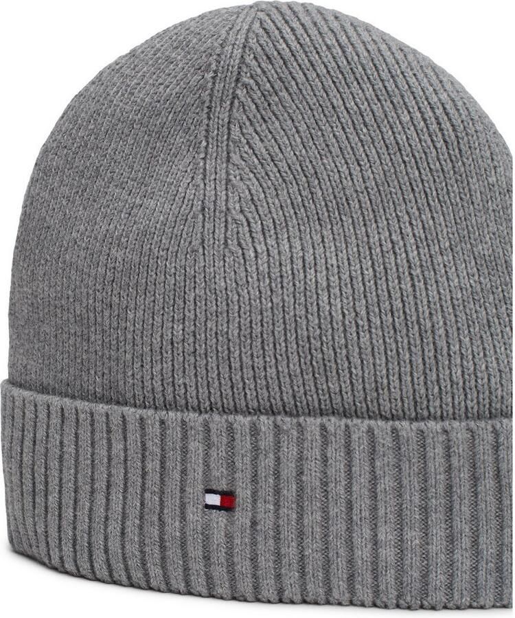 Tommy Hilfiger Gebreide muts TH FLAG PIMA COTTON BEANIE met logoborduurwerk met kasjmier aandeel Unisex